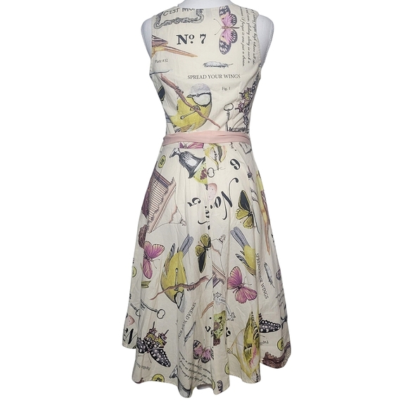 Retrolicious A Line Dress Birds Butterflies Pin Up Rockabilly Retro Modcloth SM - Picture 3 of 13